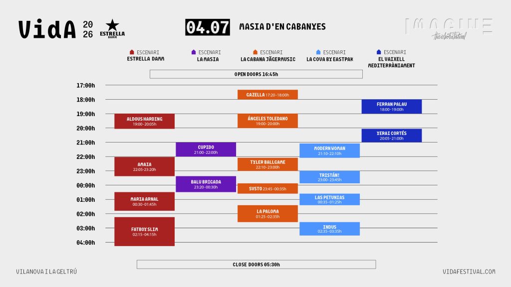 vida 2026 cartell horaris